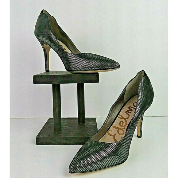 Sam Edelman Shoes - Sam Edelman ZOLA Women's Leather Metallic Pointed Toe Pump Heels Sz 8.5 LOOK!